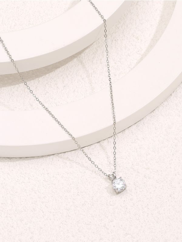 Round Zircon Charm Necklace