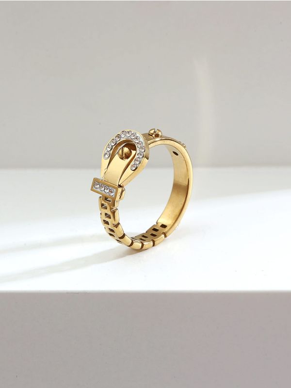 14K Gold Plated Zircon Detail Ring