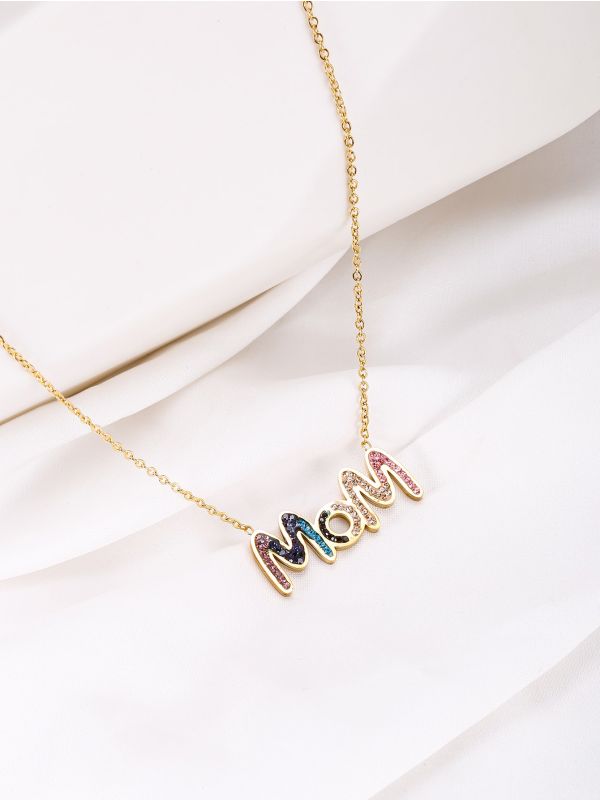 18K Gold Plated Zircon Decor Letter Charm Necklace