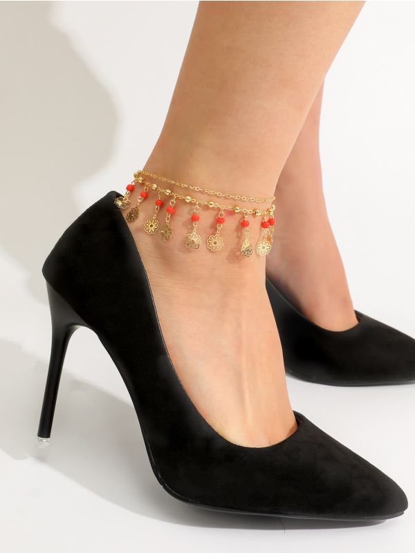 18K Gold Plated Flower Charm Anklet