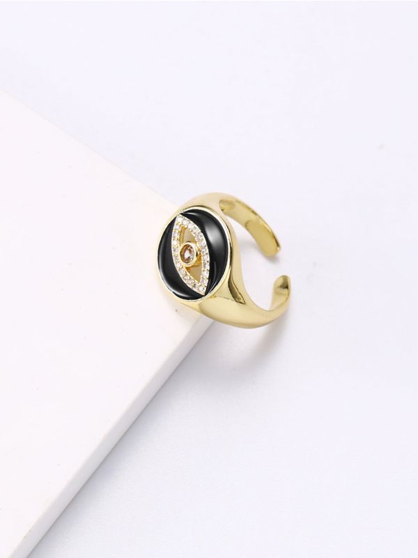 18K Gold Plated Zircon Eye Decor Cuff Ring