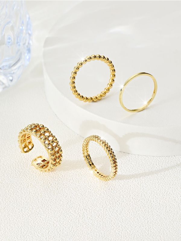 4pcs 18K Gold Plated Ball Decor Ring