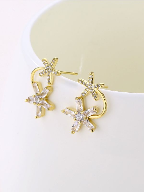 Zircon Flower Stud Earrings