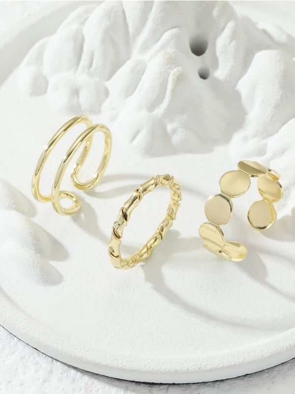 3pcs 18K Gold Plated Twist Design Ring