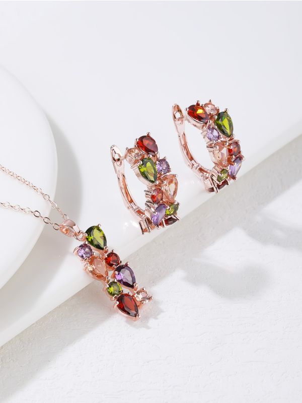 3pcs Zircon Decor Jewelry Set