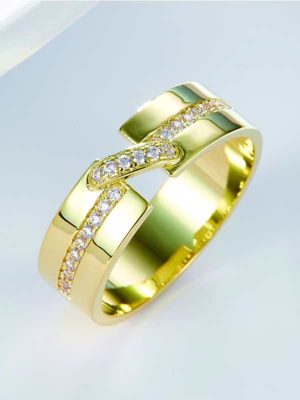 18K Gold Plated Zircon Decor Ring