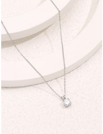 Round Zircon Charm Necklace