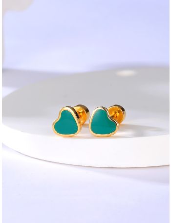 18K Gold Plated Heart Stud Earrings