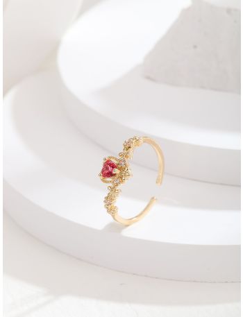 18K Gold Plated Heart Decor Cuff Ring