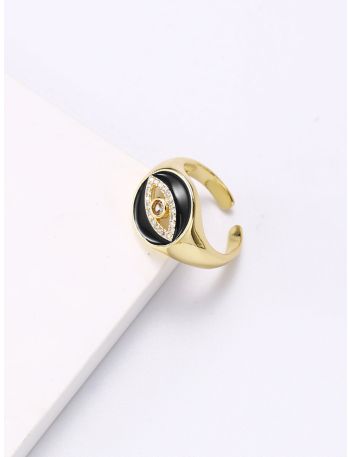 18K Gold Plated Zircon Eye Decor Cuff Ring