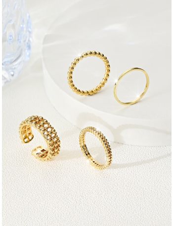 4pcs 18K Gold Plated Ball Decor Ring