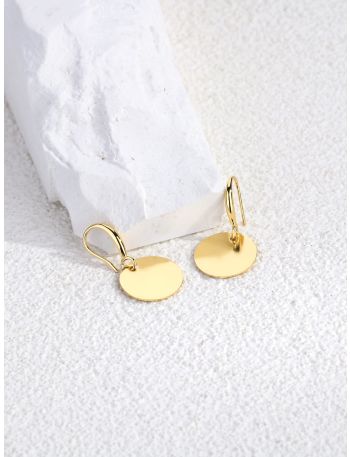 18K Gold Plated Round Decor Drop Earrings