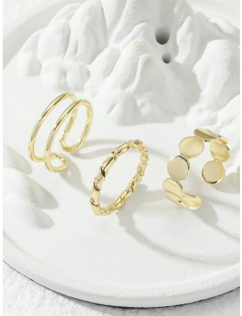 3pcs 18K Gold Plated Twist Design Ring